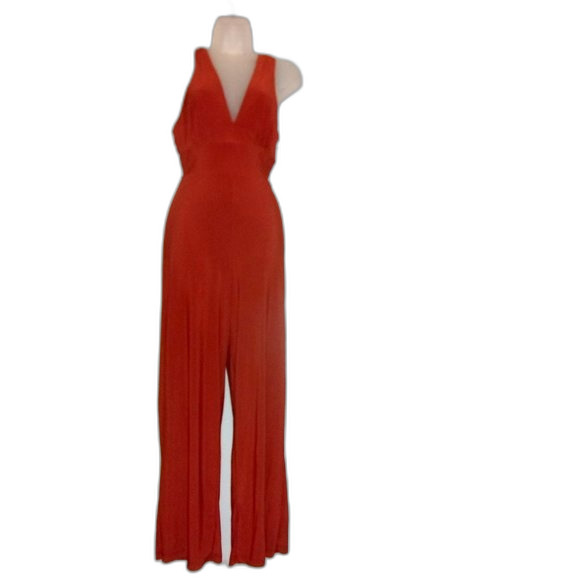Haute Monde Small Cognac Belted Sleeveless Jumpsuit NWT - Picture 3 of 16